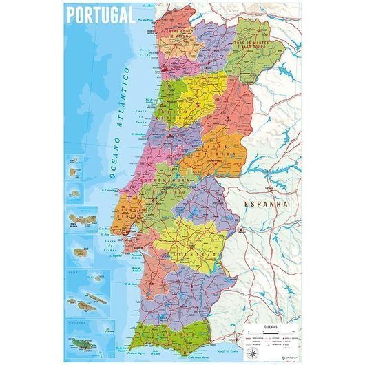 Poster Mapa Portugal GPE4799 Físico Político