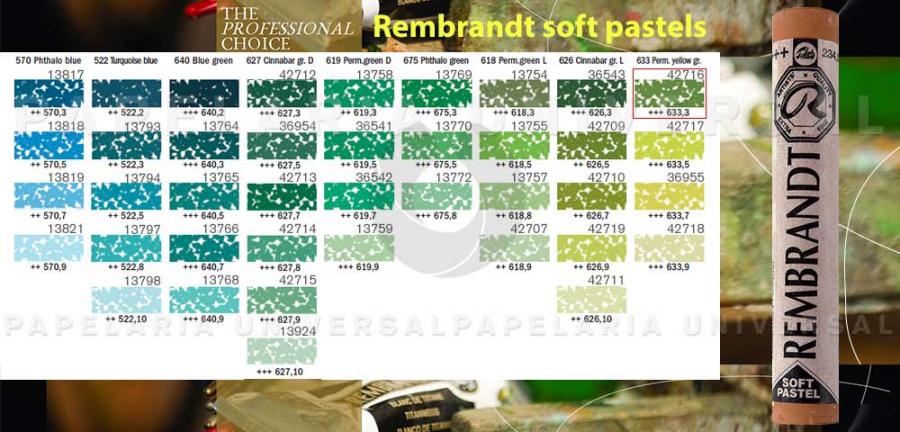 Lápis Pastel Rembrandt 3199.633.03 Verde Amarelo Permanente