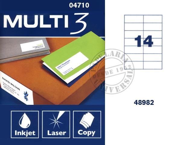 Etiqueta Multi-3 A4 100 Folhas 105x 42,4mm 04710 Branco