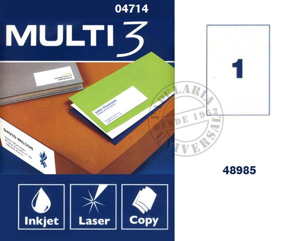 Etiqueta Multi-3 A4 100 Folhas 210x297mm 04714 Branco