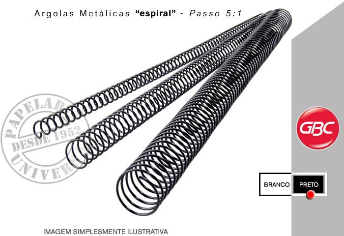 Argola Metálica GBC Passo 5:1 Espiral  8mm Cx.100 Preto