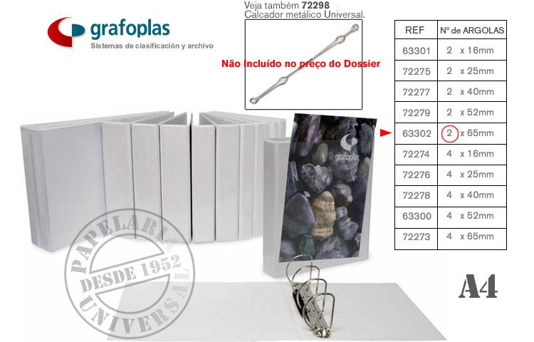 Dossier Grafoplas A4 Canguro 2x65mm 027555-70 Branco