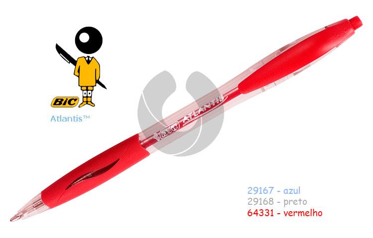 Esferográfica Bic Atlantis Retráctil 1,0mm Vermelho