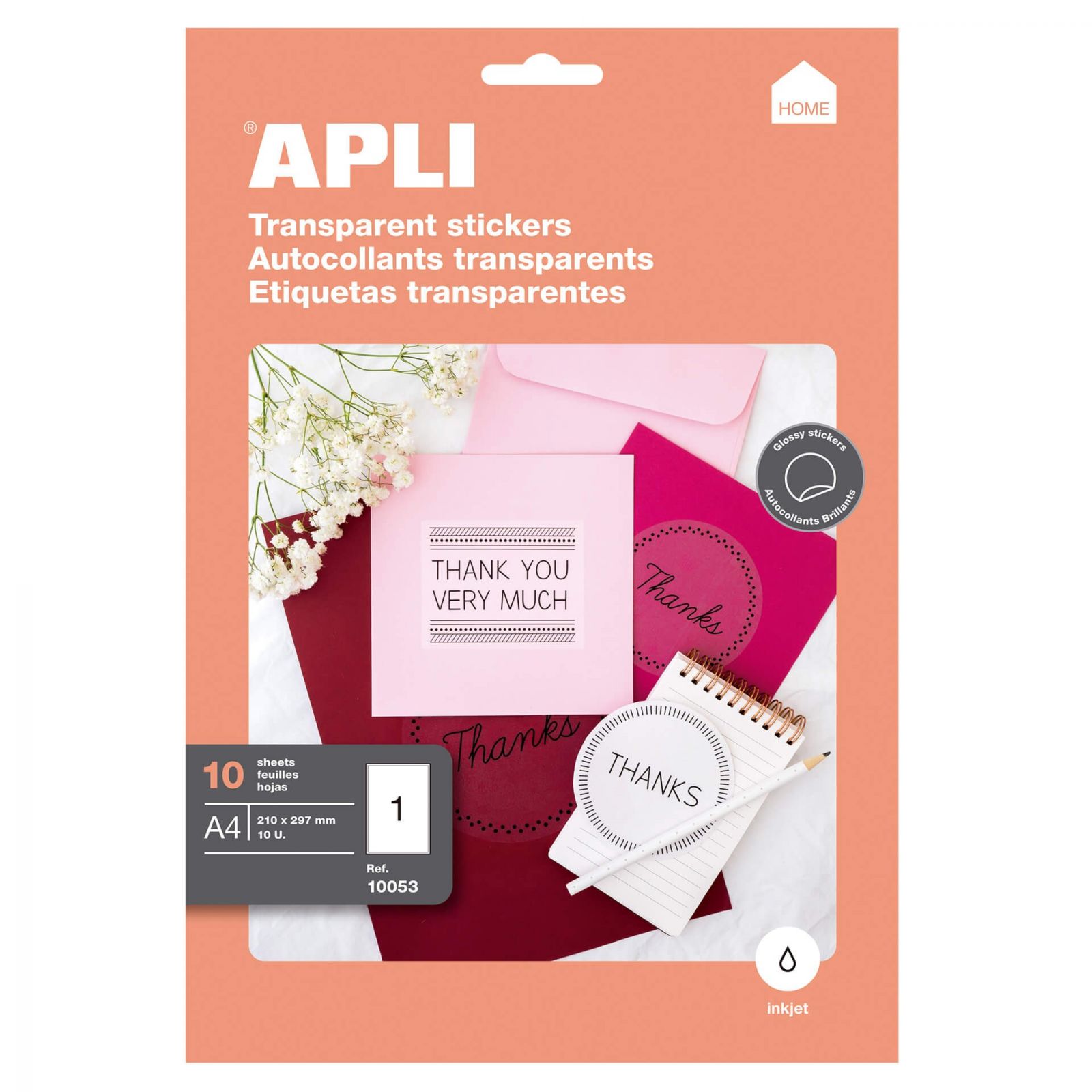 Etiqueta Impressão Apli 10053 A4 10F (InkJet) Incolor Adesiv