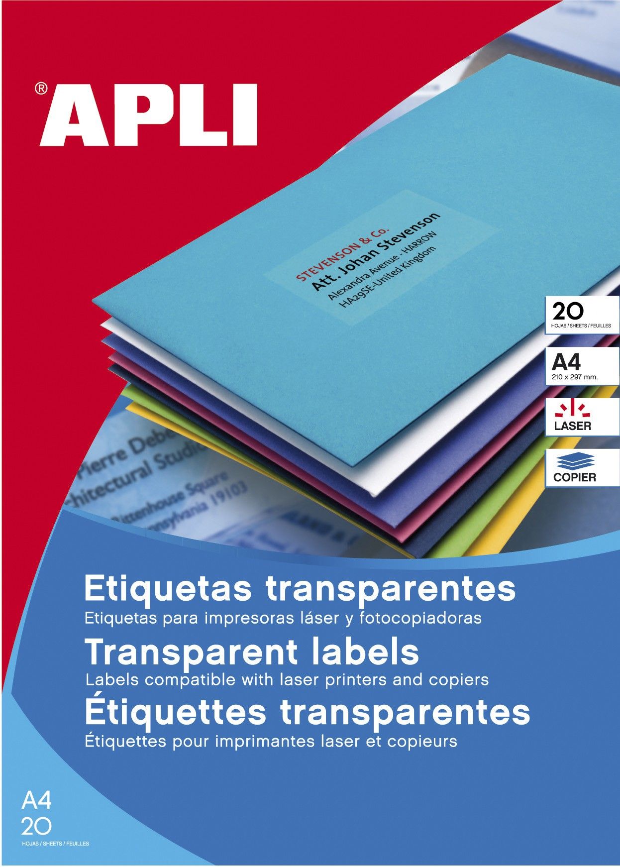 Película Impressão Apli 01225 A4 20F (Laser) Incolor Adesivo