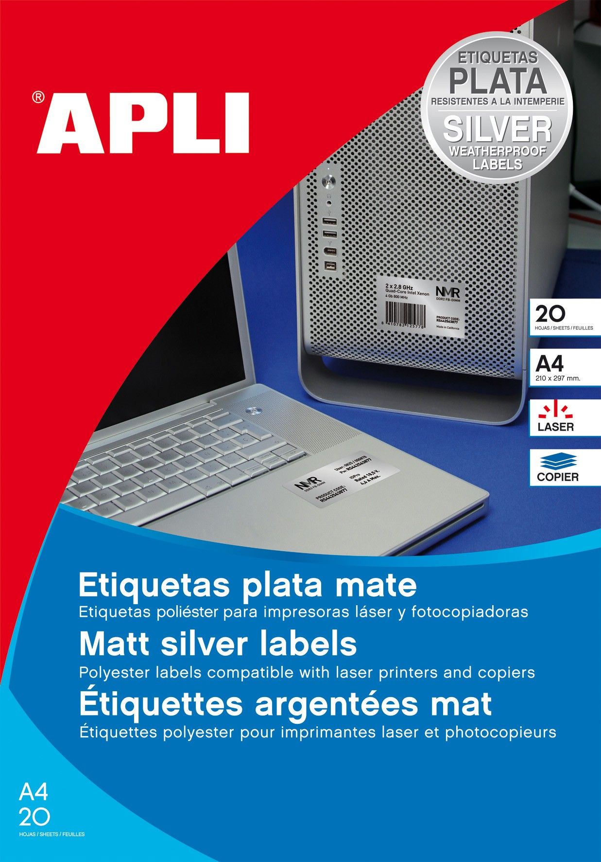 Película Impressão Apli 01228 A4 20F (Laser) Branco Adesivo