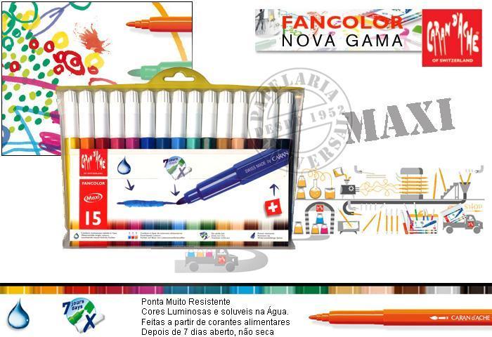 Marcador Caran d Ache Fancolor 0195.715 Cx.15 Cores MAXI