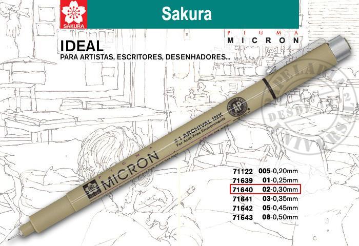 Marcador Sakura Pigma Micron (02) 0,30mm (49) Preto