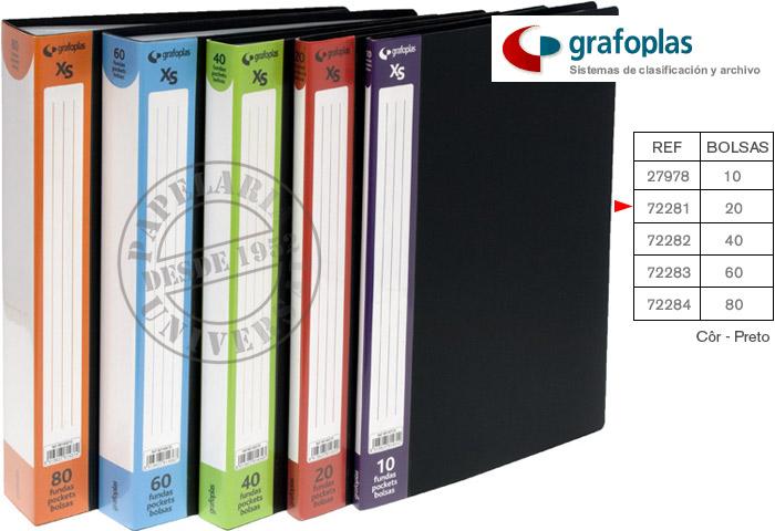 Pasta Catálogo Grafoplas XS 981402-10 (20 Bolsas) Preto