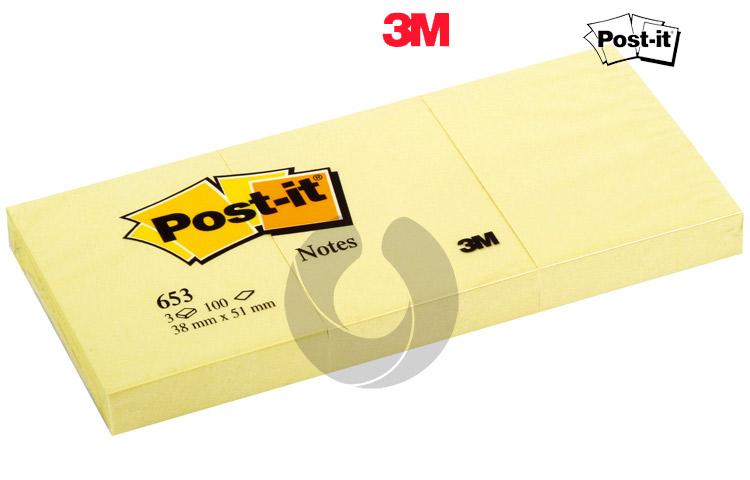 Bloco Notas Post-it 3M  653 Amarelo 38x51mm 100F (Emb.3)