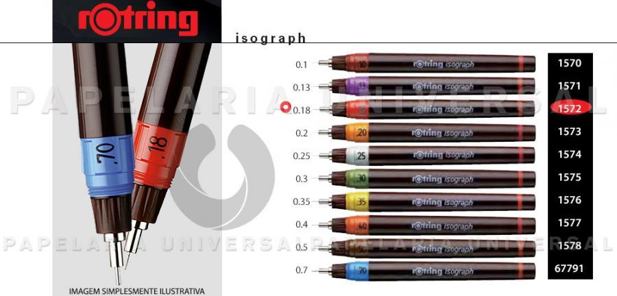 Caneta Desenho Rotring Isograph 0,18mm 1903396