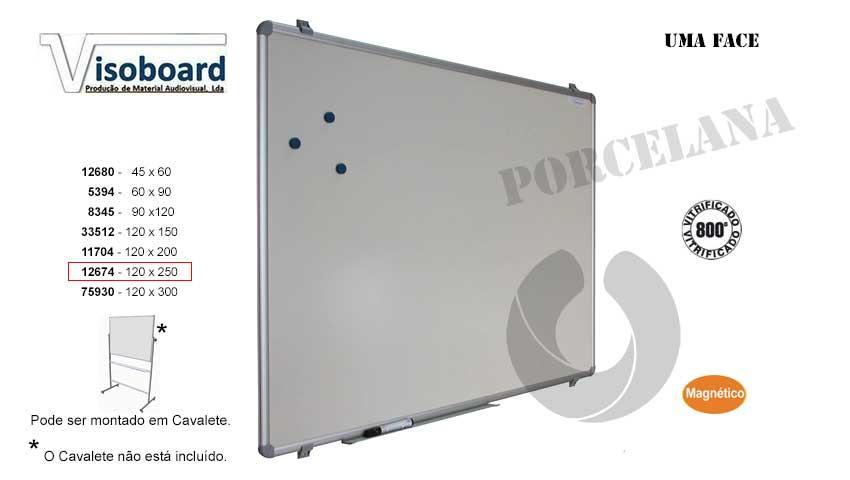 Quadro Branco Visoboard PB021 120x250cm 1 Face Porcelana