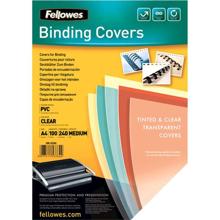 Capa Encadernação Fellowes A4 Incolor 240 micras