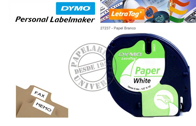 Fita Dymo LetraTag 91200 (S0721510) 12mmx4m Papel Branco