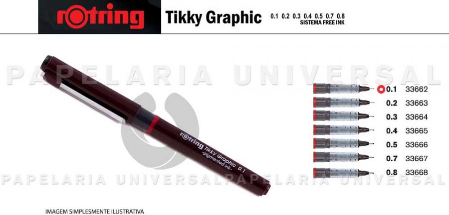 Marcador Rotring Tikky Graphic (1904750) 0,1mm Preto