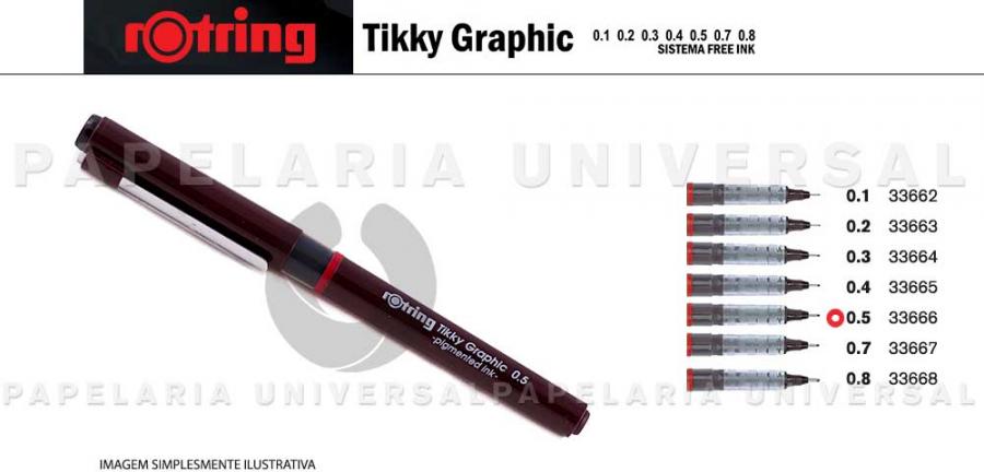 Marcador Rotring Tikky Graphic (1904756) 0,5mm Preto