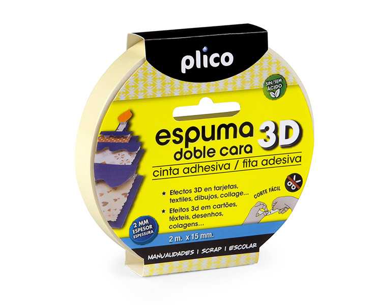 Fita Adesiva PLICO 15mmx2m Dupla Face Espuma 3D