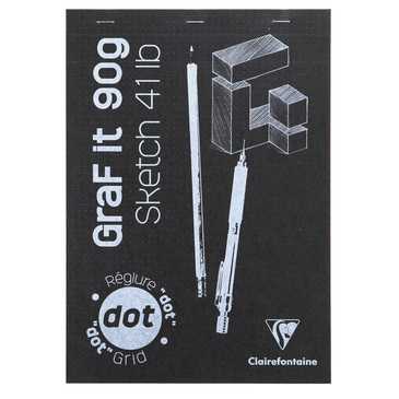 Clairefontaine Graf'It Sketch Book - A4 Dot Grid, 80 Sheets, 90 Gsm, Black Cover