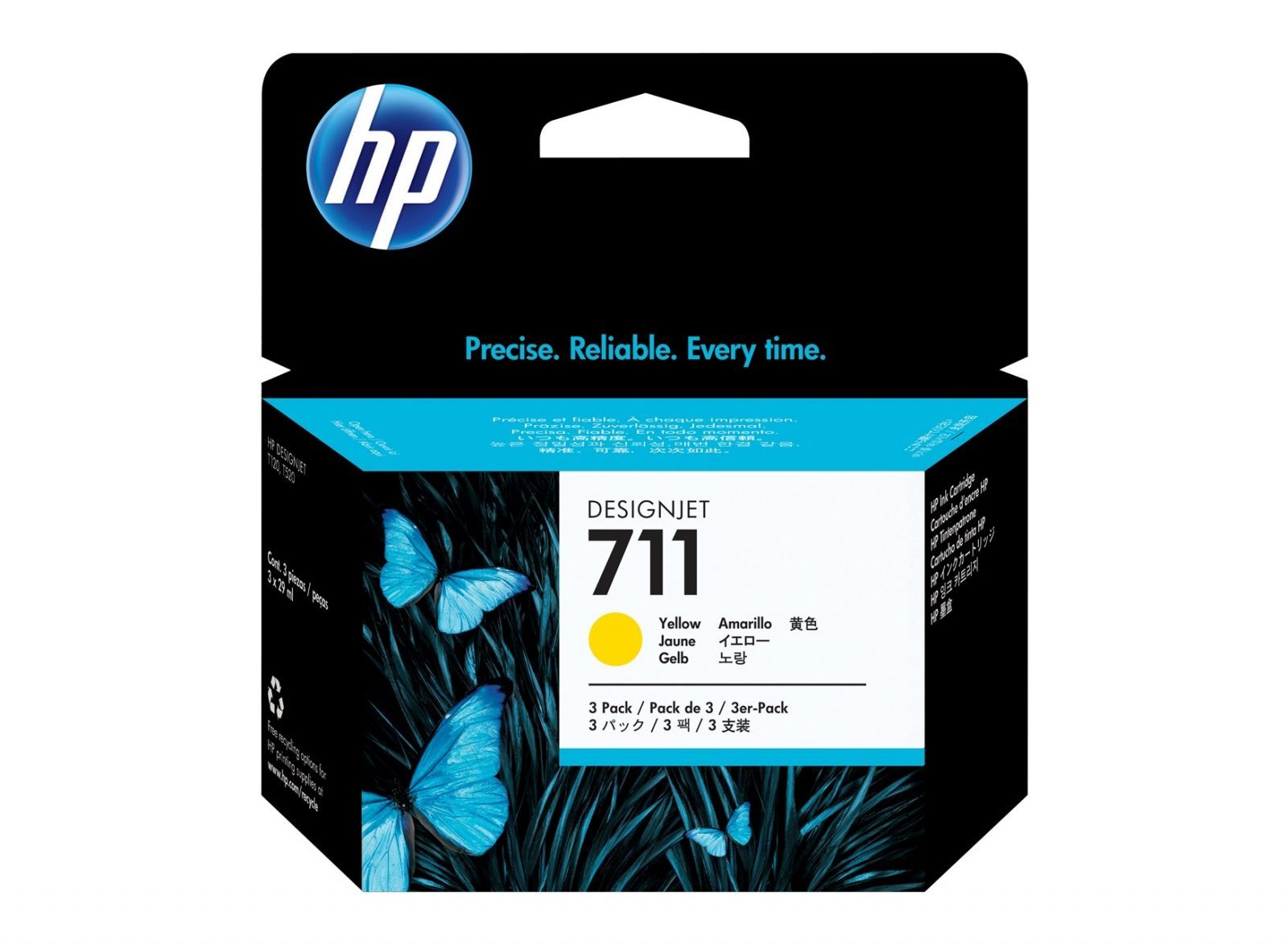 Tinteiro HP CZ136a (711) Amarelo Pack 3