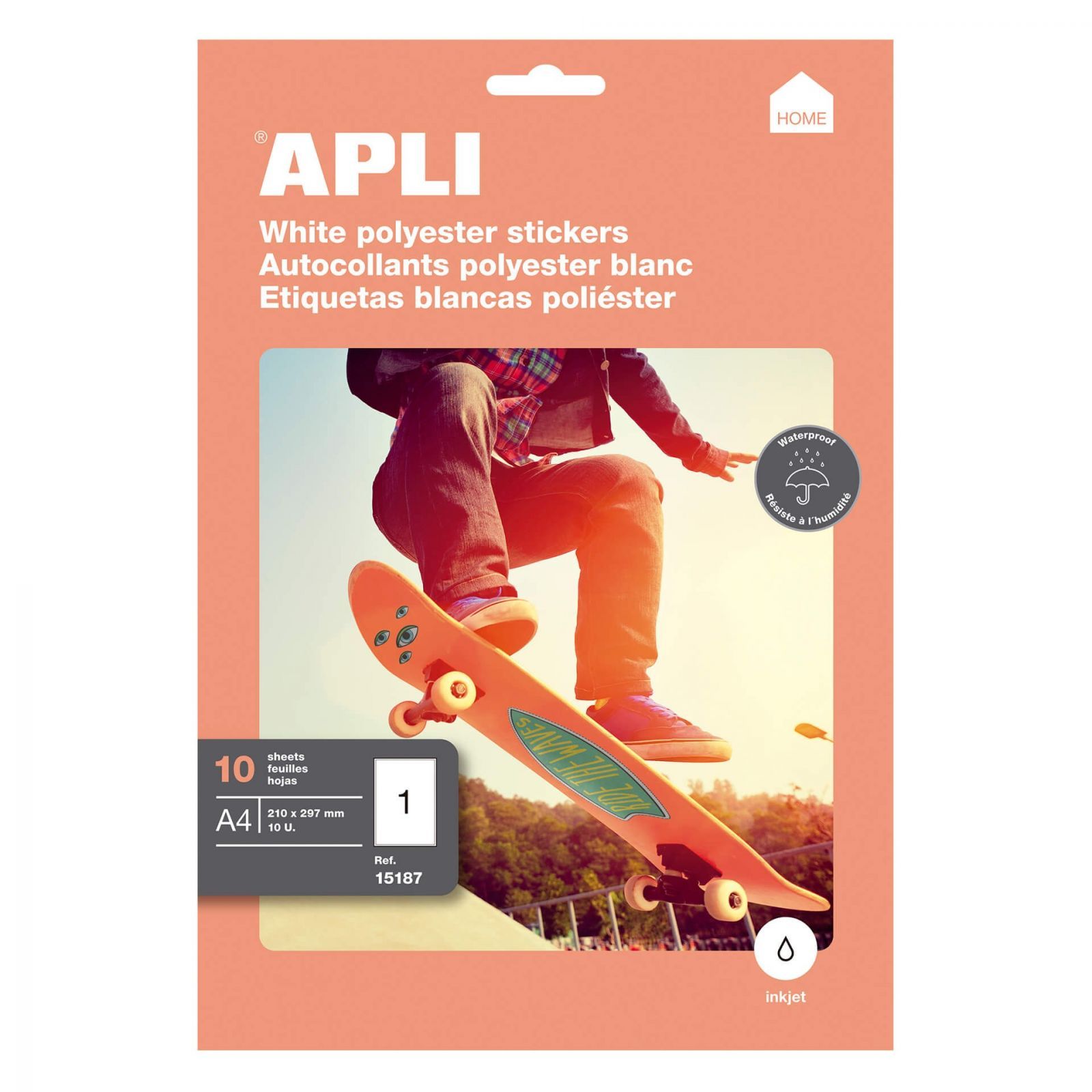 Película Impressão Apli 15187 A4 10F ( Inkjet) Branco Adesiv