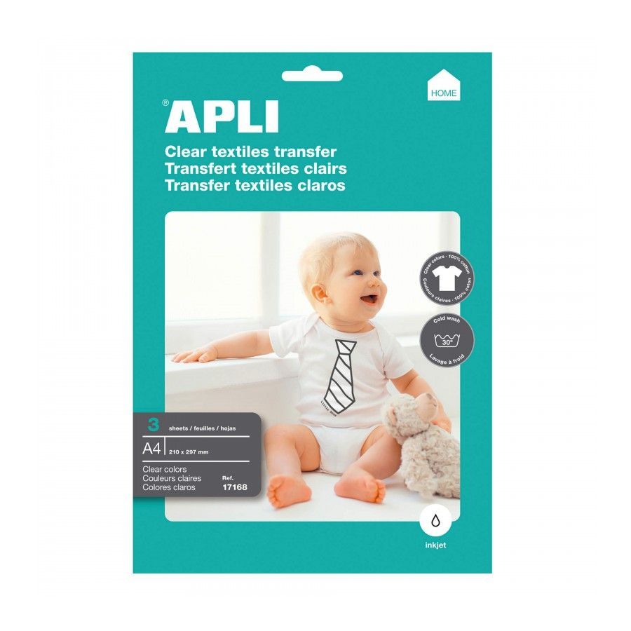 Papel Impressão Apli 17168 A4 3F Transfer T-Shirt Branco