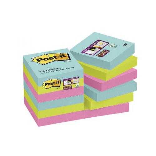 Bloco Notas Post-it 3M 622-12SS 47,6X47,6mm Miami Pack12