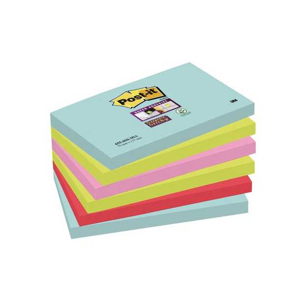 Bloco Notas Post-it 3M 655-6SS 76X127mm MIiami Pack 6