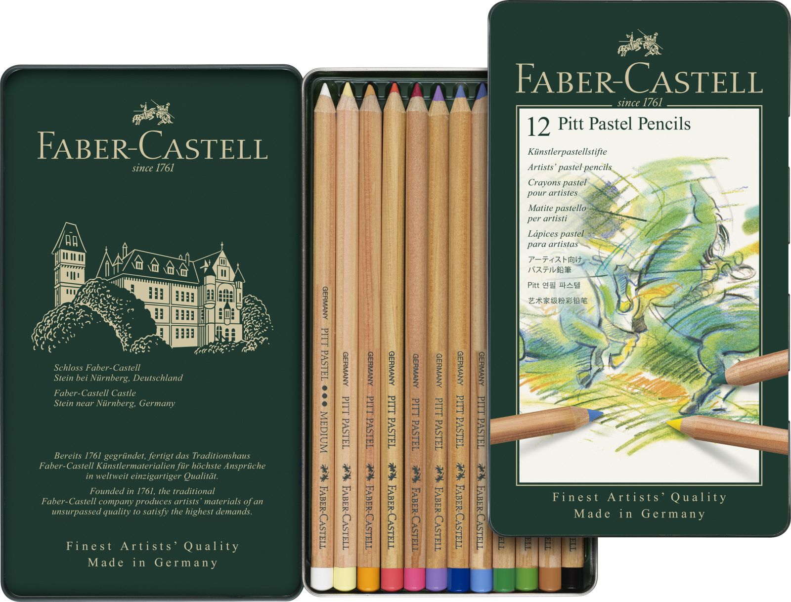 Lápis Pitt Faber-Castell 112112 Pastel Cores Sortidas Cx 12