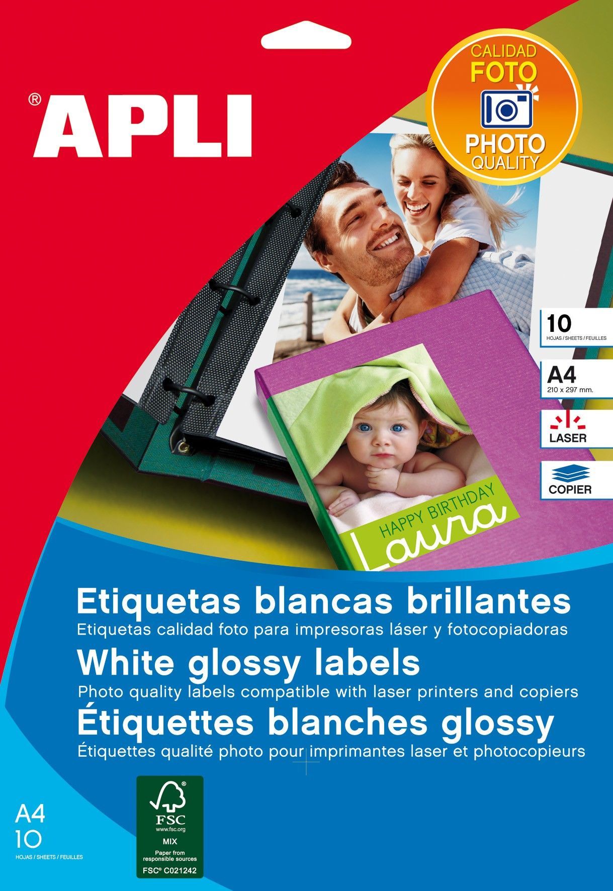 Etiqueta Apli 10065 A4 10F 199,6x289,1mm Branco Foto Quality